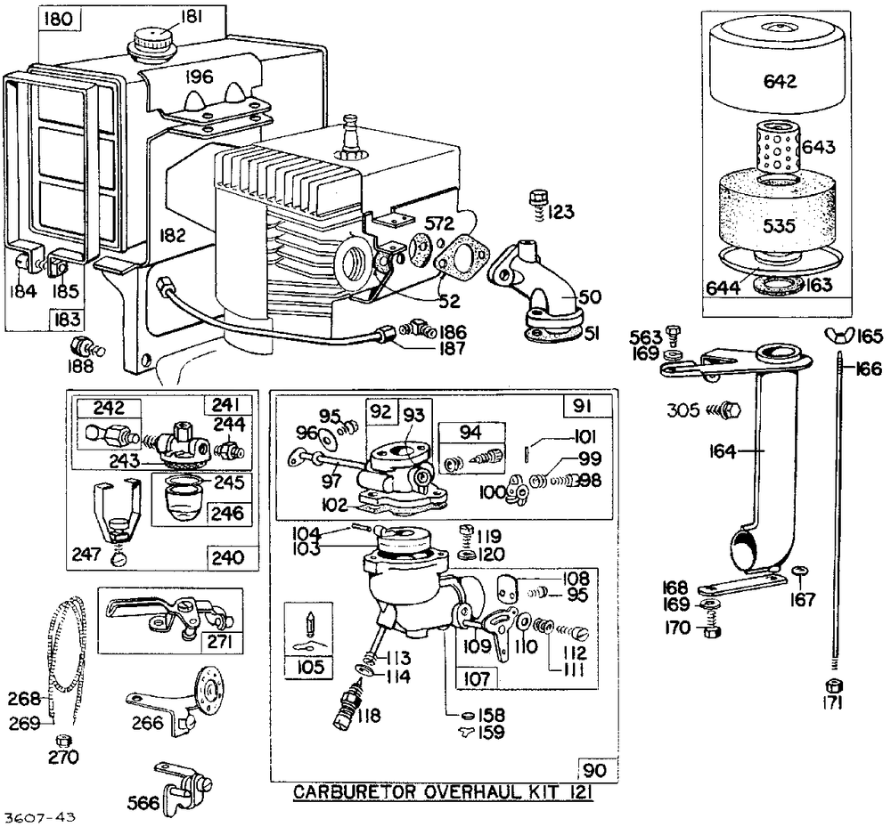 Carb Assembly Fuel Tank, A/C Diagram and Parts List for 193401-0137-XX  Briggs and Stratton Engine